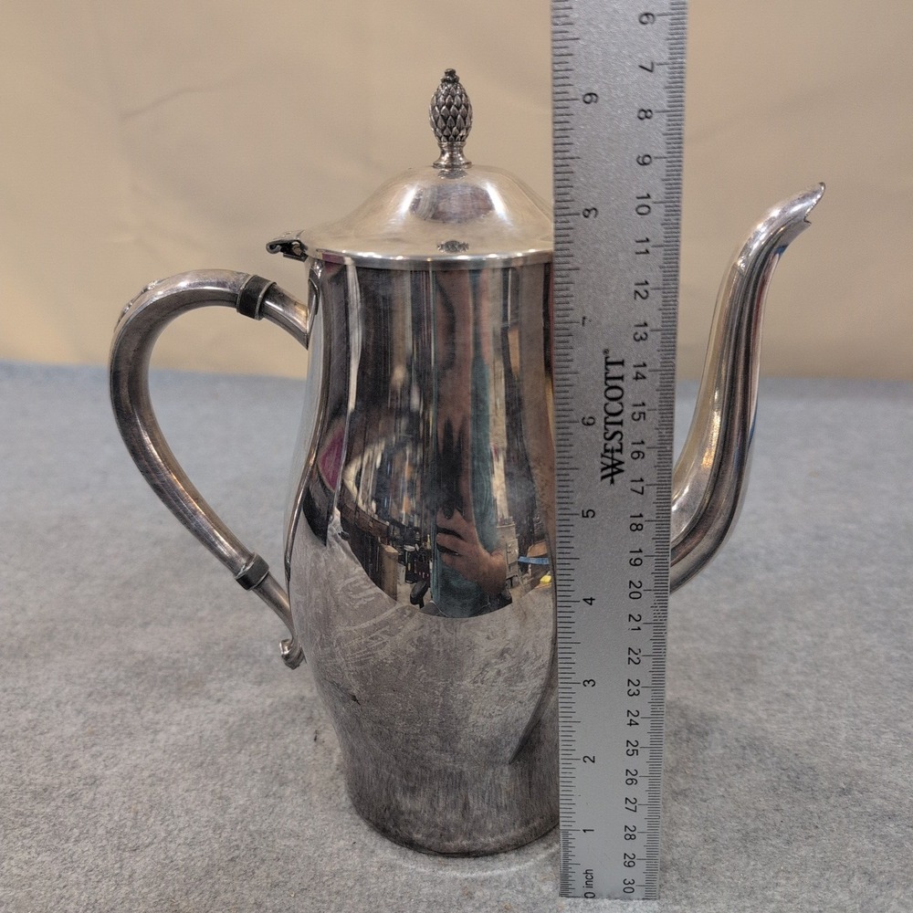 Oneida Paul Revere Reproduction Silverplate Coffee Pot Pineapple Finial - Picture 5 of 8